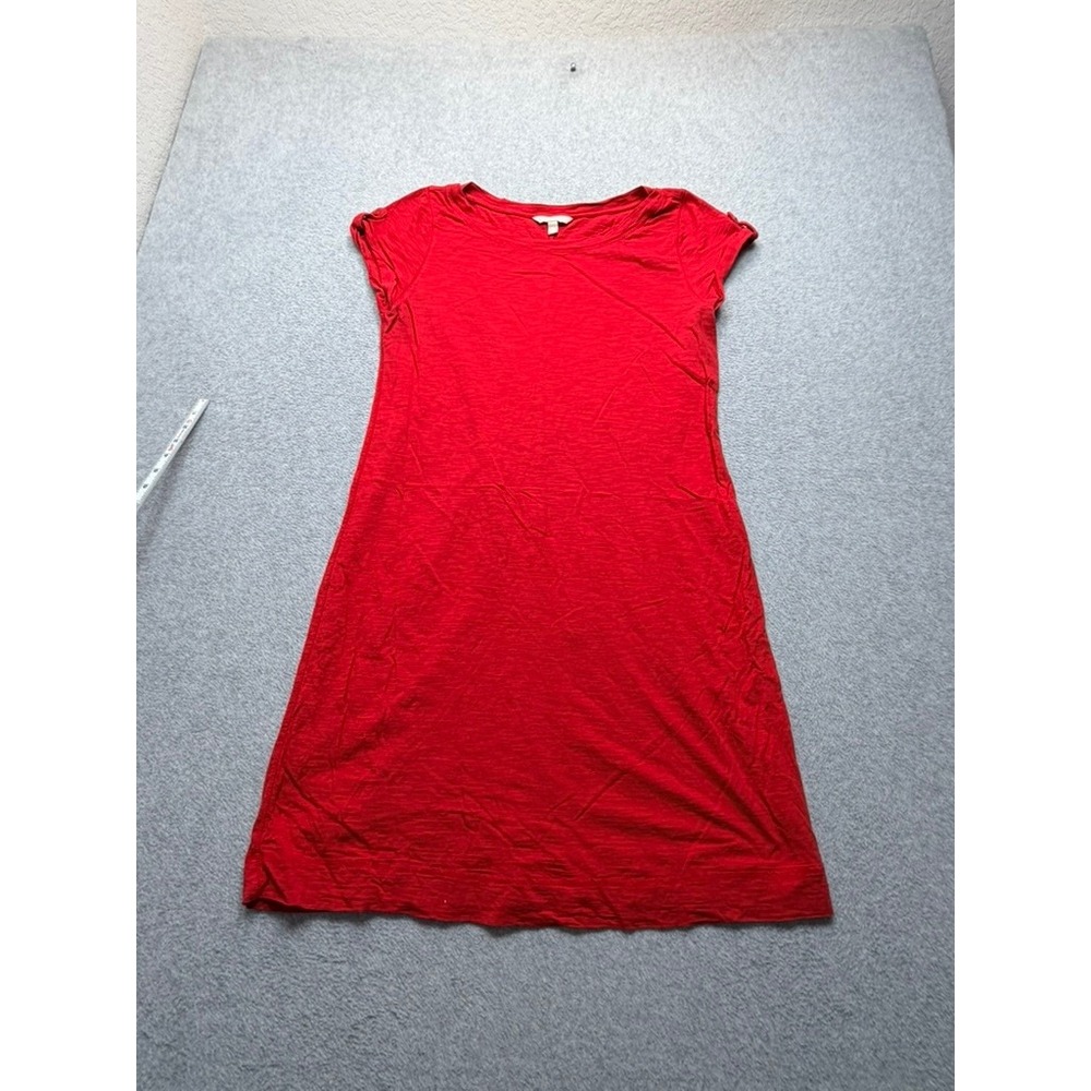 Banana Republic Womens Red Cotton Slub Jersey Cap Sleeve T-Shirt Mini Dress XL
